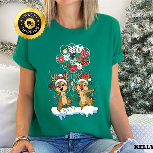 Disney Chip and Dale Christmas Shirt, Disney Christmas Balloon Chipmunks Shirt,Disney Xmas Double Trouble Tee, Disney Family Christmas Shirt