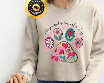 Sweater met bloemenprint hondenpoot, cadeau hondenliefhebber