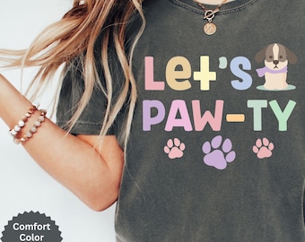 Comfort Colors Let's Pawty Birthday-shirt, puppyfeest-T-shirt