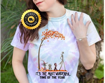 Halloween Jack Skellington Tie-Dye Shirt, Fall Trip Gift