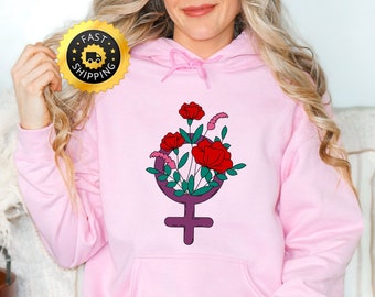 Happy Women's Day sweatshirt, Floral International Women's Day 2024 Hoodie, Women Rights Shirt, Feminist Shirt, Floral 8th March sweater