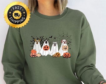 Sweat-shirt pour chiens d'Halloween, costume de fantôme de sorcière, chemise de fête effrayante