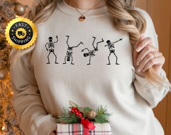 Dancing Skeleton Halloween Sweatshirt, Skeleton Party Shirt