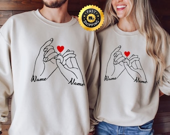 Sudadera personalizada para parejas tomadas de la mano, regalo de San Valentín