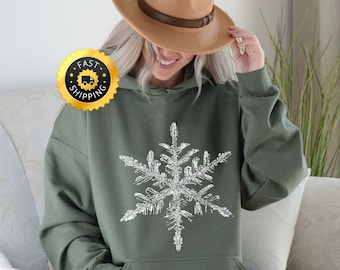 Snowflake Christmas Hoodie, Winter Holiday Sweatshirt