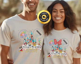 Custom Disneyland Family 2024 Shirt, Disney Matching Family Vacation Shirt, Disney Family Couple Trip Tee, Disney world 2024 Family Name Tee