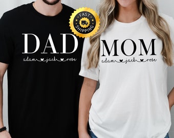 Chemise personnalisée pour maman et papa avec prénom, chemise assortie pour couple