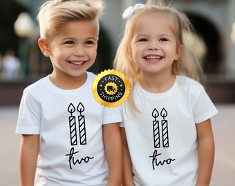 Cute Two Candle Birthday Shirt, Girls 2nd Birthday Tee, Birthday kid Gift, Birthday Outfit Kid shirts, Cute Second Birthday Toddler shirt