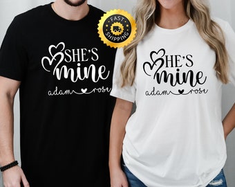 Valentine day She's Mine shirt, He's Mine Matching Couple Shirt, Valentines Wife and Husband Shirt, Girlfriend Gift, Valentines Family shirt