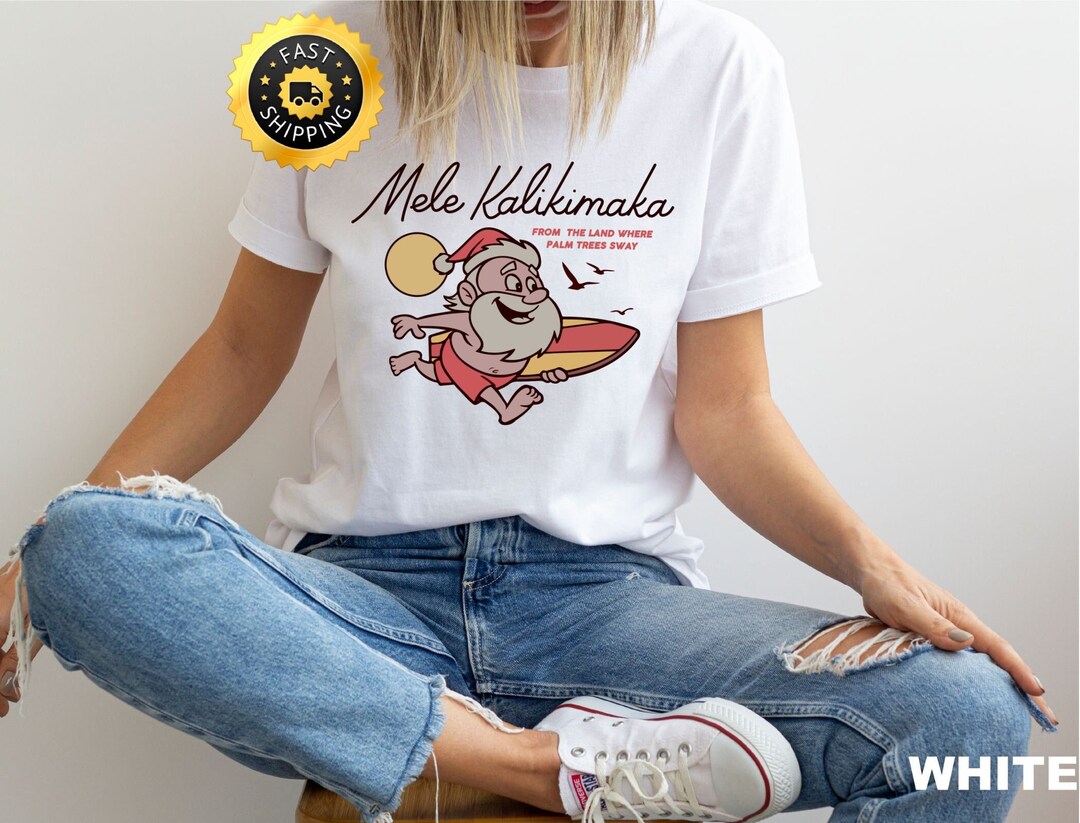 Mele Kalikimaka T-shirt, Surfing Santa, Hawaii Christmas Tee - Etsy