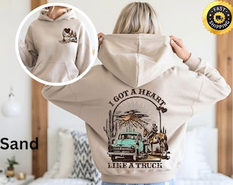 Heart Like A Truck Western Graphic Hoodie, Cowboy Rodeo Shirt - Etsy