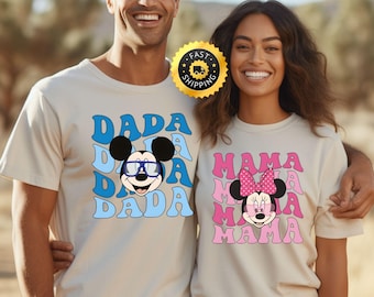 Disney Minnie Mama Shirt, Minnie Mom Shirt, Mickey Dada Tee, Disney Birthday Mom Gift, Disney Family Couple Trip Tee,Disney Dad and Mom Gift