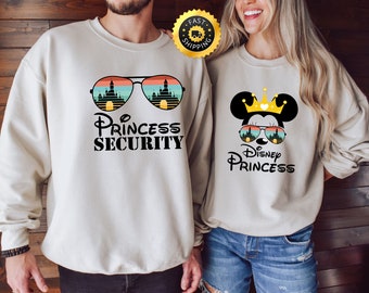 Bluza z nadrukiem Disney Princess Security, bluza z kapturem Disney Protection, koszulka dla nowego taty, prezent dla taty od córki, koszulka z nadrukiem Disney Princess, koszulka z nadrukiem Security