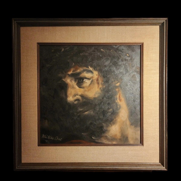 Original Vintage Oil Painting of Jesus On The Cross by Wm MacLane