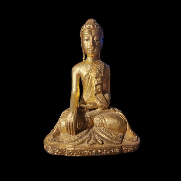 Burmese Mandalay Gilt Teak Wood Buddha