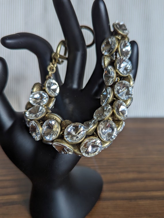 Vintage Banana Republic Round Rhinestone Chunky B… - image 1