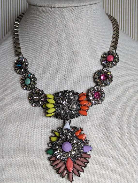Vintage Multi Color Rhinestone Necklace