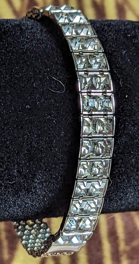 Vintage Mesh and Clear Glass Stone Tennis Bracelet