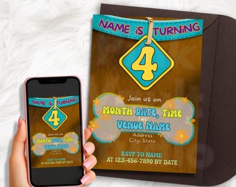 Retro Cartoon Birthday Invitation | Groovy Mystery Party, Editable Digital Invite
