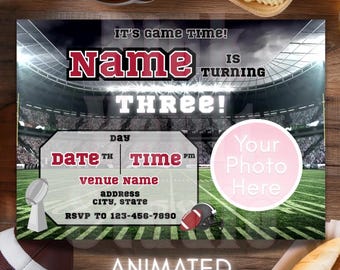 Football Animated Birthday Invitation | Sports Birthday Invite | Editable Canva Template | Instant Download