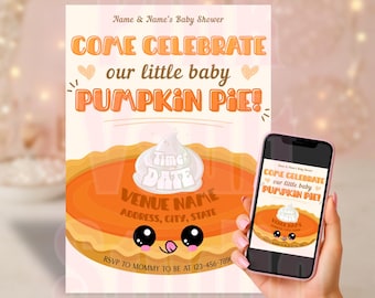 Little Pumpkin Baby Shower Invitation Template | Editable Canva Invite (Digital Download)