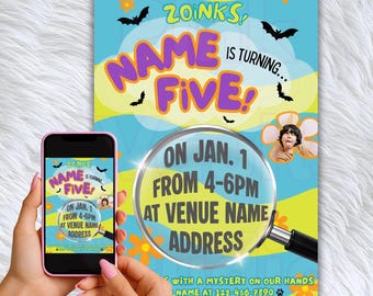 Scooby-Doo Inspired Animated Birthday Invitation | Mystery Cartoon Invite | Spooky Retro Kids Party | Digital Download