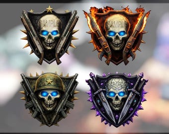 COD Zombie Inspired Twitch Sub Badges Skeleton Crossbones Gothic Pirate Halloween Death Emblem Symbol Bit Badges Gaming Streaming