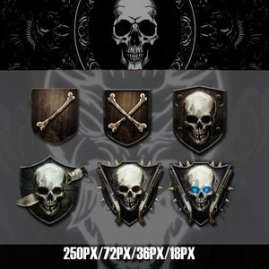 COD Zombie Twitch Sub Badges Skeleton Crossbones Gothic Pirate Halloween Death Emblem Symbol Bit Badges Gaming Tracking Geschenk für Streamer