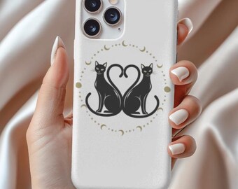 Black Cat Heart Phone case | Tough iPhone case, Celestial Moon Design iPhone 12 13 14 15 16 17
