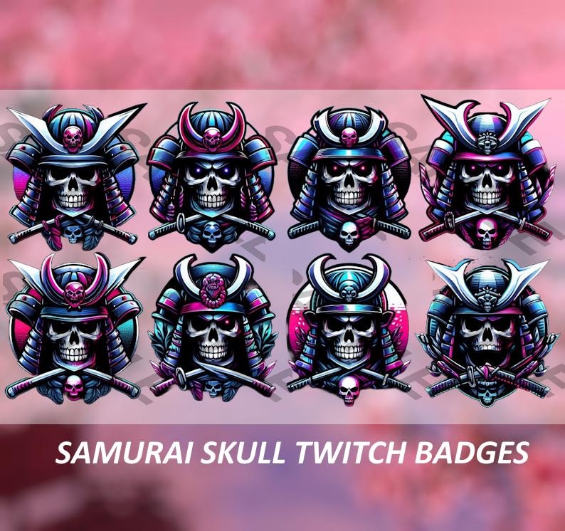 Samurai Skull Twitch Badges, Reaper Twitch Sub Badges, Bit Badges ...