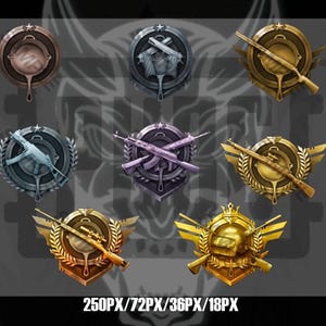 Insignias de clasificación de Campos de batalla: Insignias de suscripción/bits/emoticones de Twitch para streaming, YouTube, Twitch, OBS y Streamlabs