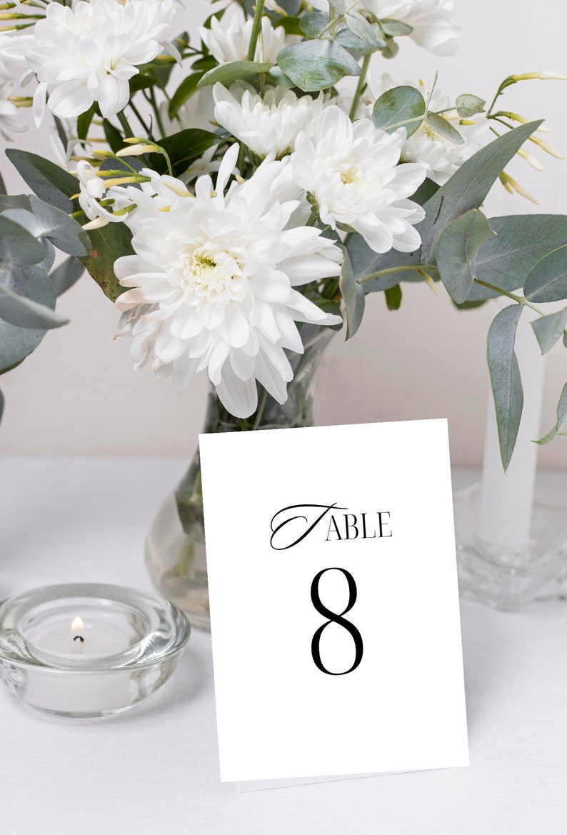 Wedding Table Numbers Printable, Table Numbers Template, Calligraphy