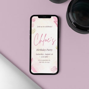 Digital Colorful Birthday Party Invitation, Electronic Birthday Invite, Mobile Phone Text Party Email SMS Evite, Digital Invitation template