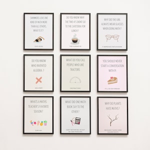 Funny Math Posters Puns Set Of 9, Maths Classroom Decor, Maths Teacher, Educational Posters, Maths Jokes, Maths Posters, Maths