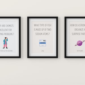 Funny Science Posters Puns Set Of 3, Science Classroom Decor, Science Teacher, Educational Posters, Science Jokes, Biology Posters