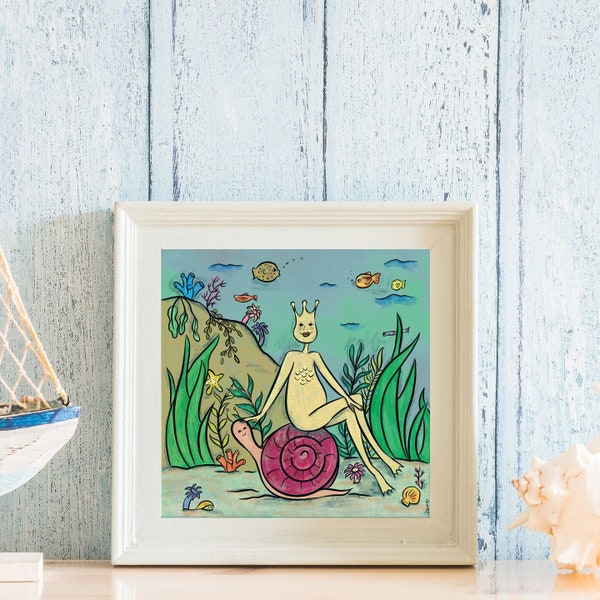 Sea Monkey Art Print: Retro Brine Shrimp Illustration