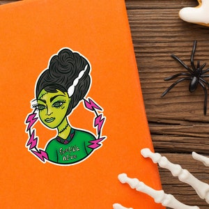 Gevoel levend sticker, bruid van Frankie, Halloween sticker, griezelige seizoen kunst, Halloween bruid, leuke sticker, Halloween Monster sticker