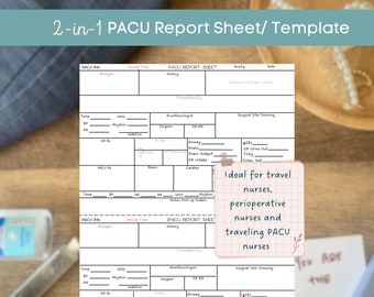 2 in 1 PACU RN report, perioperative care, report sheet, post surgery recovery, multiple report, pacu report sheet, digital download