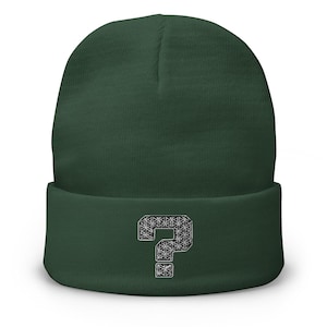 Tipper-inspirerat frågetecken - Broderad stickad mössa