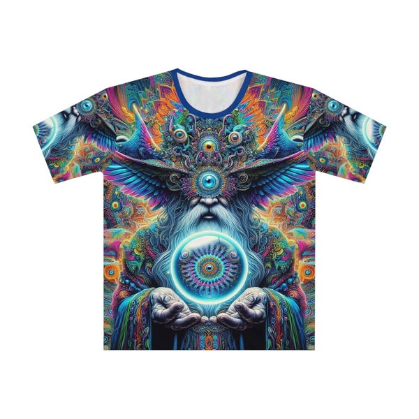 Ai-Generated T-shirt (All-Over Print) "The Oracle" Colorful, Abstract, Vibrant, Trippy, Psychedelic, Tipper, Bass Music, Music Festivals