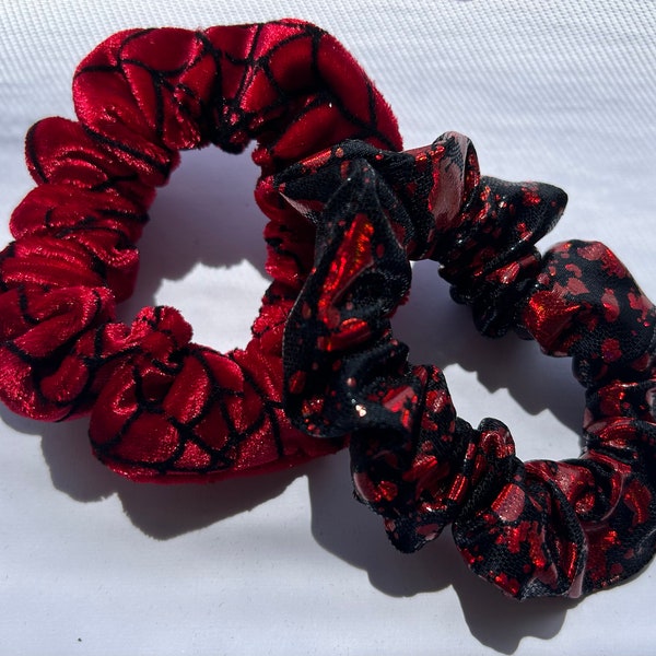 Deluxe Halloween Scrunchies | Velvet Spiderweb Scrunchies | Blood Splatter Scrunchies | Horror Scrunchies | Vampire Scrunchies