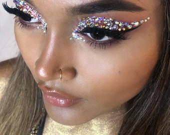 Cosmétique de maquillage pré-encollé Royal Lashed Out pour les yeux roses, violets et noirs Festival Carnival Make-up Face Gem