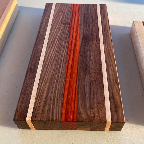 Handcrafted Walnut/Maple/Padauk Cutting Boards — Includes Wood Finish!