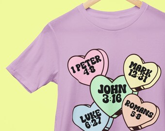 Bible Verse Candy Hearts Valentine's Day T-Shirt | Christian Apparel