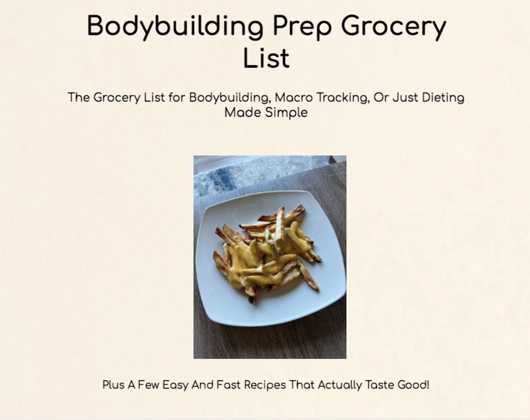 Bodybuilding Prep Grocery List and Recipes PDF Book Etsy