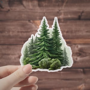 Pine Tree Waterproof Sticker: Pacific Northwest Forest Decal