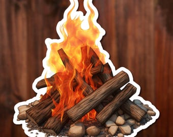 Campfire Waterproof Sticker: Outdoor Nature Vinyl Decal