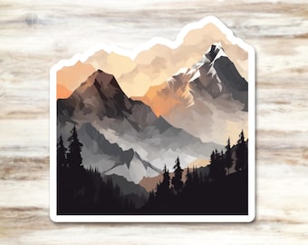 Mountain Sunset Vinyl Sticker - Waterproof Hiking Decal