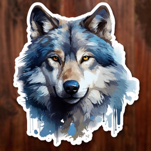 Grey Wolf Waterproof Sticker, Powerful, Lone Wolf Water Bottle Decal, Gift for Nature Loving Guy, Gift for Him, Wolf in the Woods Sticker