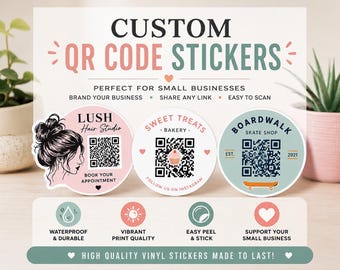 Custom QR Code Stickers | Business Logo QR Code Labels | Personalized Stickers for Packaging, Cars, Windows, Bakery Boxes & Branding